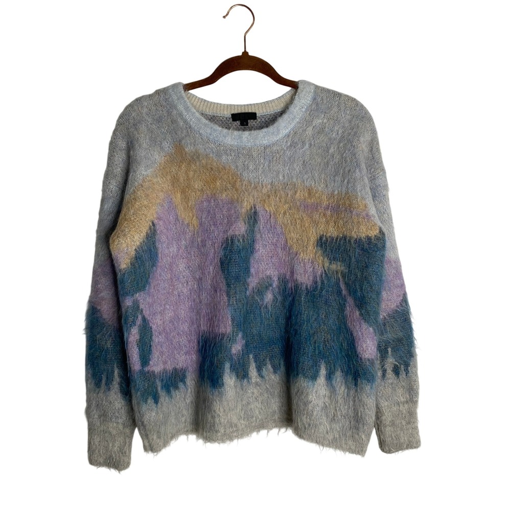 J.Crew Collection Mohair Merino Wool Abstract Landscape Sweater S Quiet Luxury